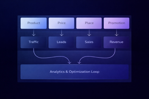 applying 4P marketing framework to performance marketing funnel strategy