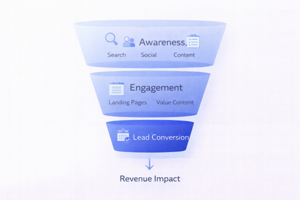 digital lead generation funnel from awareness to conversion