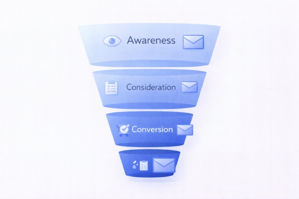 email marketing supporting awareness consideration and conversion stages