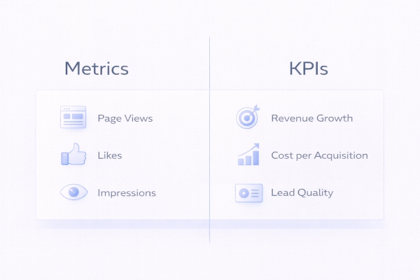 comparison between metrics and KPIs in digital marketing
