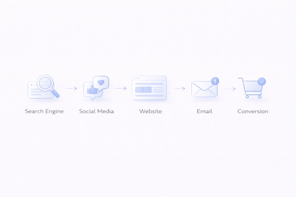 digital customer journey map across search social website and email