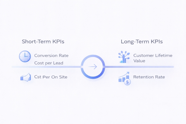 comparison of short term and long term KPIs in digital marketing