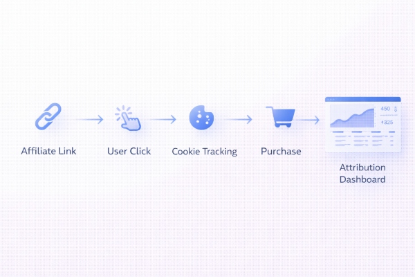 affiliate marketing tracking and attribution process diagram