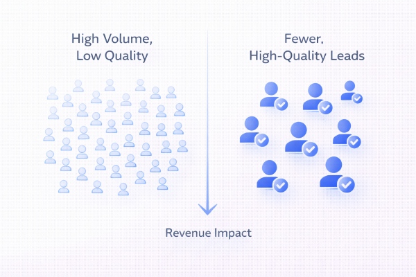 comparison between high volume low quality leads and high quality leads
