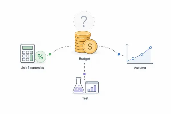 How to set a marketing budget without historical data using assumptions, testing, and business economics