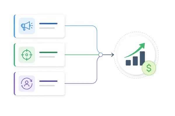 Paid media channel mix combining demand generation, demand capture, and conversion support for profitable growth